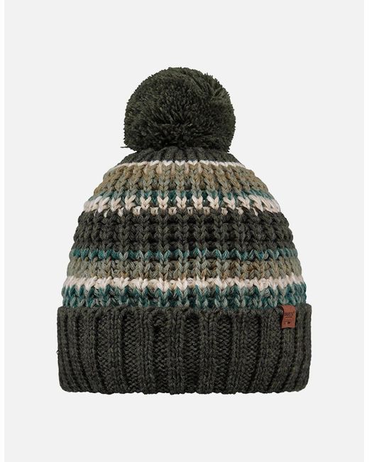 Barts Black Goser Pom Pom Mixed Knit Bobble Hat for men