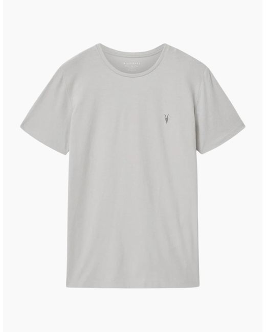 AllSaints White T Shirts Lycra Stretch Cotton Crew Neck Short Sleeve Summer Tee for men