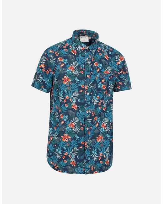 Mountain Warehouse Blue Tropical Floral Short-Sleeved Shirt for men