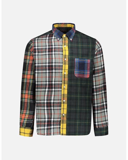 Beams Plus Gray Check Panel Shirt for men