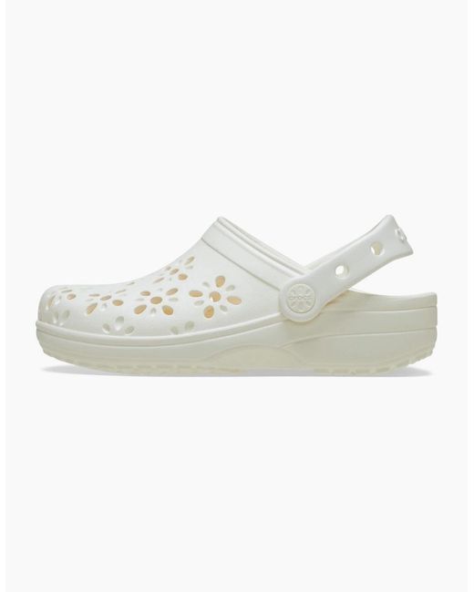 CROCSTM White Classic Floral Cut Out Clogs