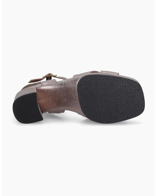 Hush Puppies Natural Ophelia Leather Heel Suede Pewter Slim Fit Heels