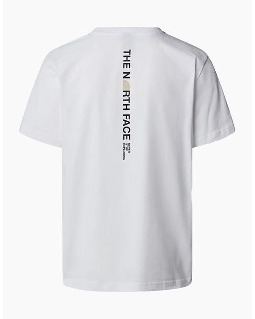 The North Face White Vertical Logo T-Shirts Crew Neck Short Sleeve Soft Cotton Tee for men