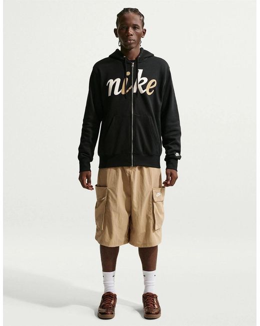 Nike Black Sportswear Club Fleece Full-Zip Hoodie for men