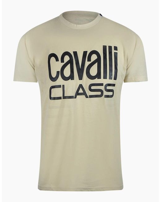 Roberto Cavalli Multicolor Cavalli Class Bold Logo Sand T-Shirt for men