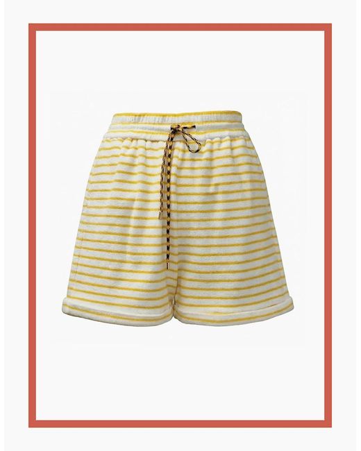 Nooki Design White Talinn Towelling Cotton Striped Shorts