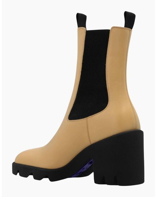Burberry White Stride Platform Custard Chelsea Boots