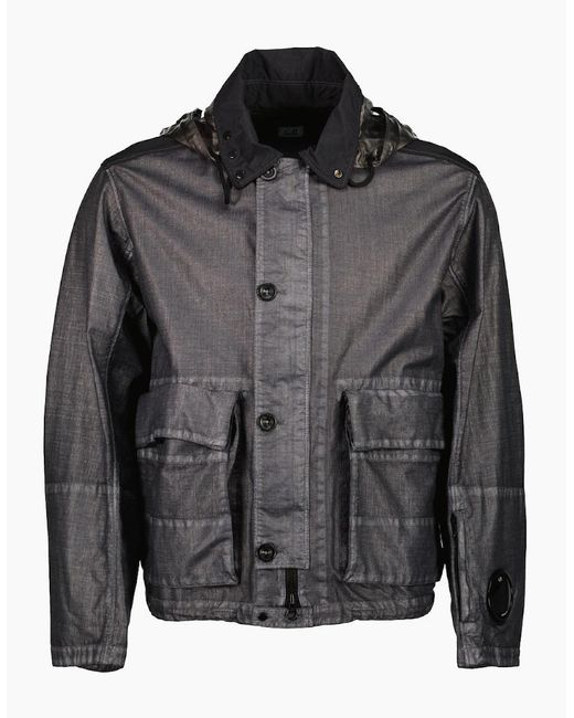 C P Company Black Rafia Mille Goggle Jacket for men