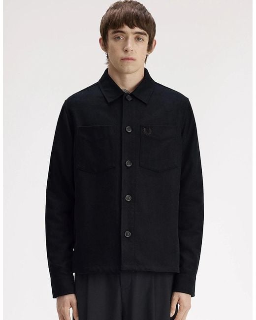 Fred Perry Blue Brushed Twill Overshirt for men