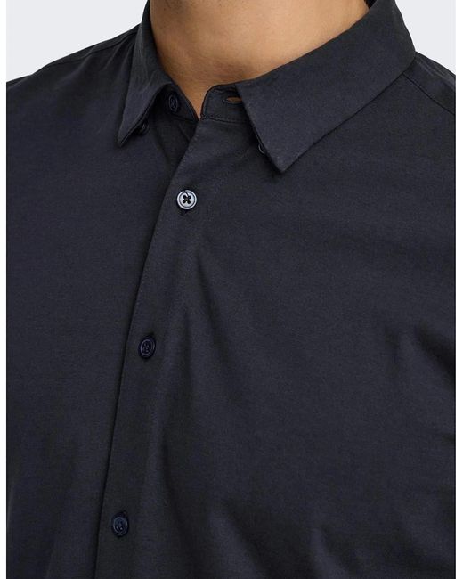 ONLY Blue Regular Fit Long Sleeve Shirt for men