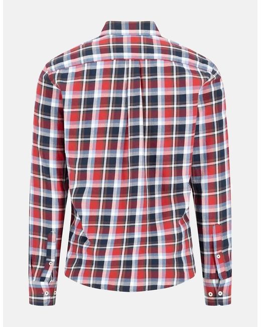 Fynch-Hatton Red Multicolour Flannel Check Shirt Garnet for men