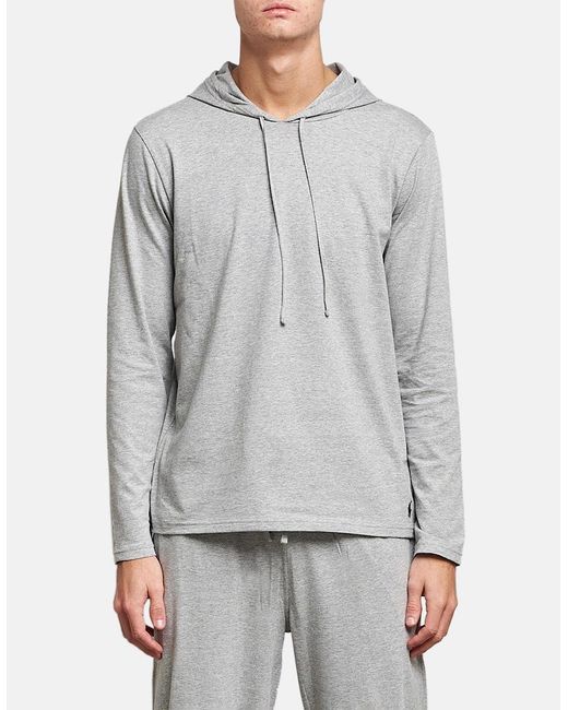 Ralph Lauren Gray Cotton Jersey Sleep Hoodie Andover Heather