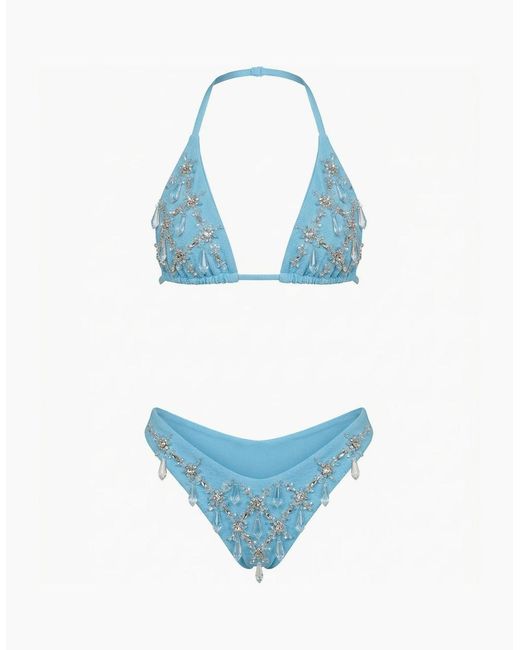 Oceanus Blue Calliope Luxury Crystal Bikini Bottom