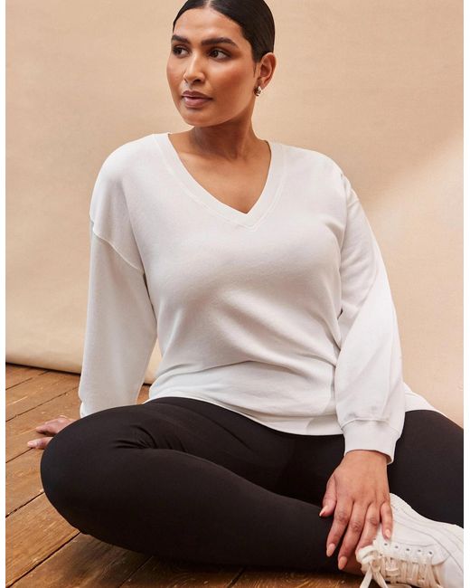 Live Unlimited London Natural V Neck Sweatshirt