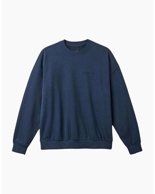 Brixton Blue Embroidered Heavyweight Crewneck Sweatshirt for men