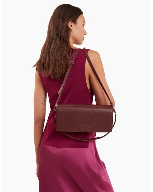 Ted Baker Brown Twyyla Leather Elongated Oxblood Shoulder Bag