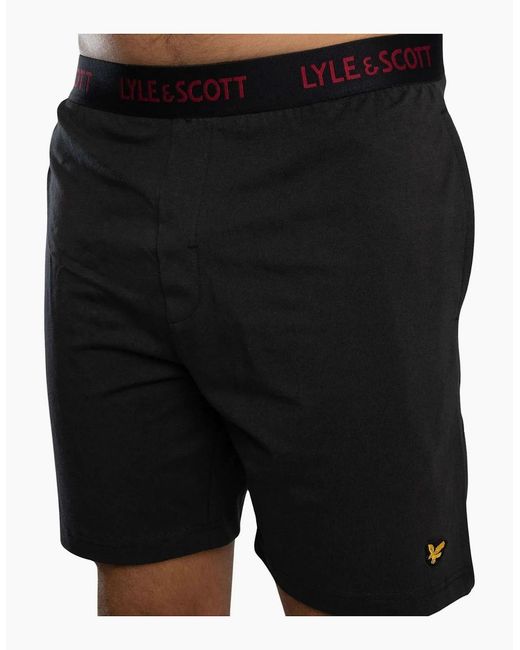 Lyle & Scott Red Charlie T-Shirt & Shorts Lounge Set, Burgundy for men