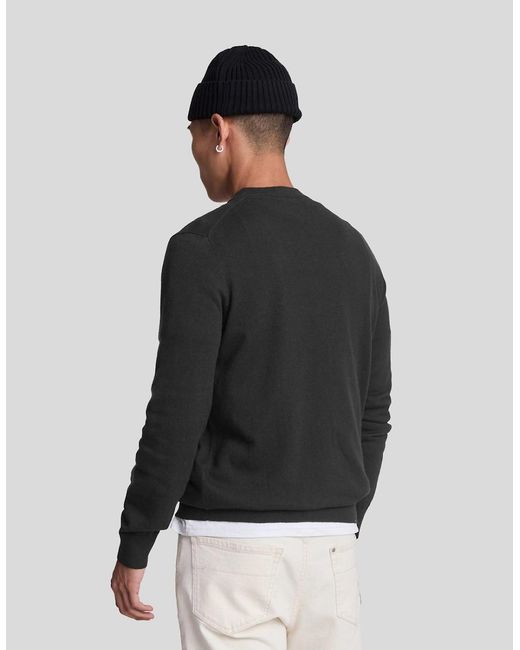 Lyle & Scott Black Cotton Merino Crew Neck Jumper for men