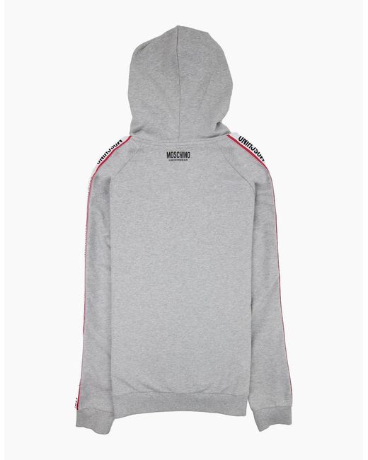 Moschino Gray Underwear Arm Tape Logo Zip Up Hoody Light for men