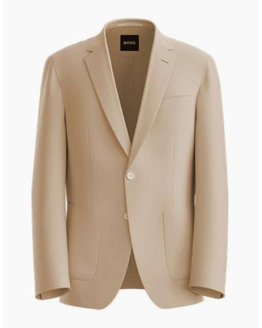 Boss Natural Solid Patterned Notch Collared Blazer for men