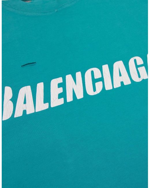 Balenciaga Blue Caps Rip T-Shirt for men