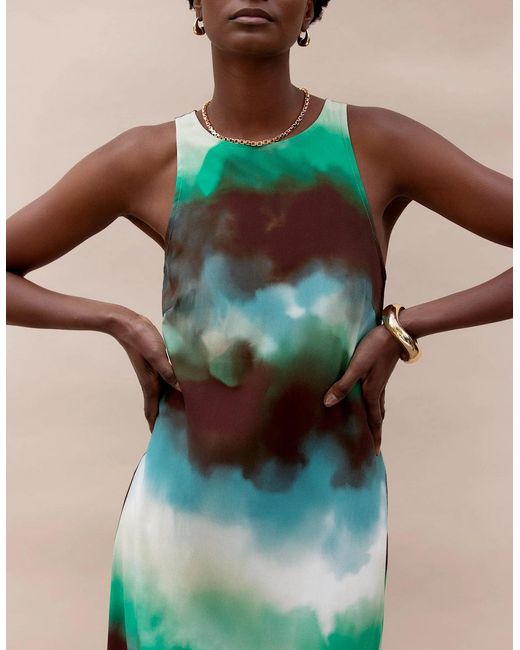Ro&zo Green Watercolour Print Maxi Dress