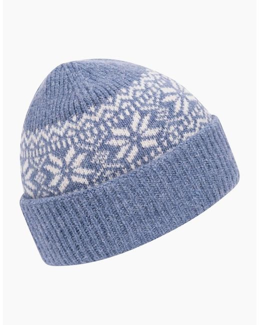Trespass Blue Adult Kailer Fair Isle Knitted Beanie