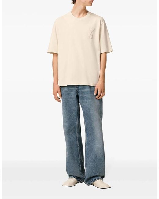 AMI White Heart Patch T-Shirt Cream for men