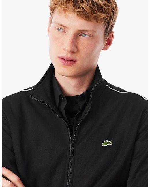 Lacoste Black Paris Piqué Zip Front Track Jacket for men