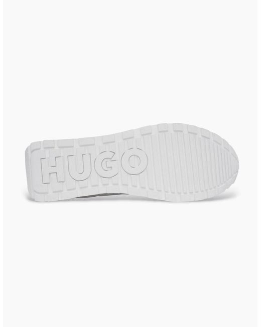 Boss White Icelin_Runn Mixed Material Sneaker Trainers for men