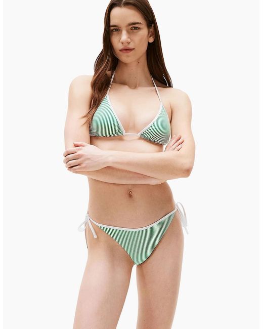 Tommy Hilfiger Blue Seersucker Stripe Bikini Bottoms, Radiant