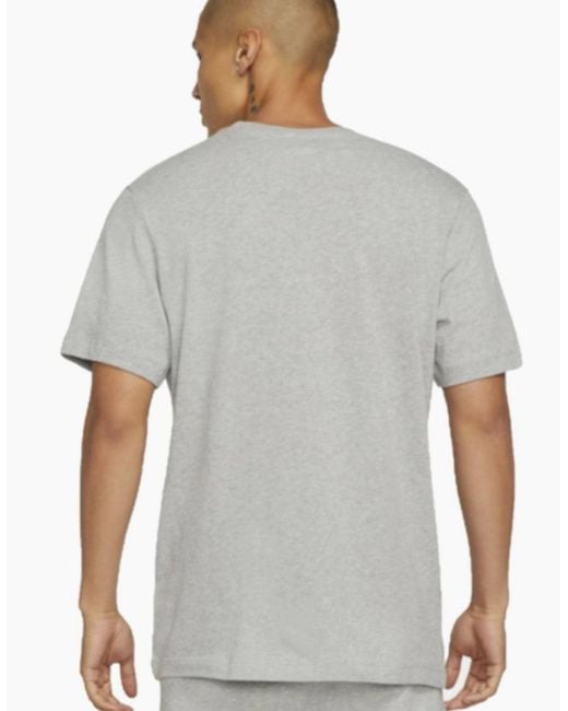 Nike Gray Sportswear Club Swoosh Classic Logo T Shirt for men
