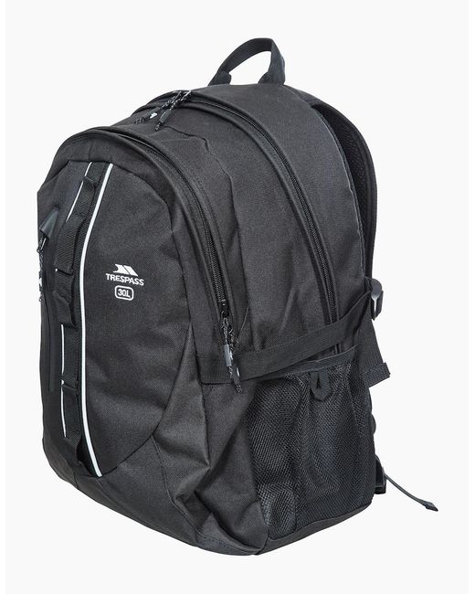 Trespass Black Deptron Day Backpack/Rucksack (30 Litres)
