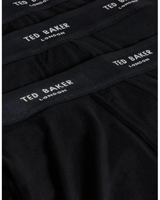 Ted Baker Black 3-Pack Contrast Logo Boxer Trunks for men