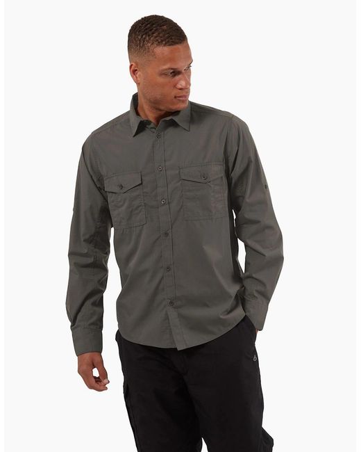 Craghoppers Gray Expert Kiwi Long-Sleeved Shirt for men