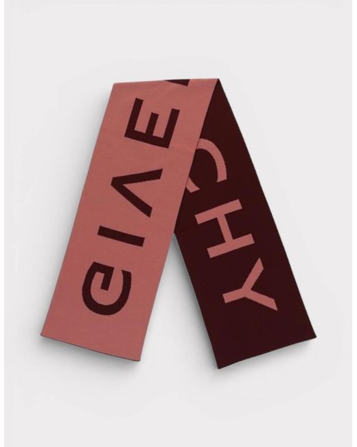 Givenchy Red Jacquard Logo Scarf