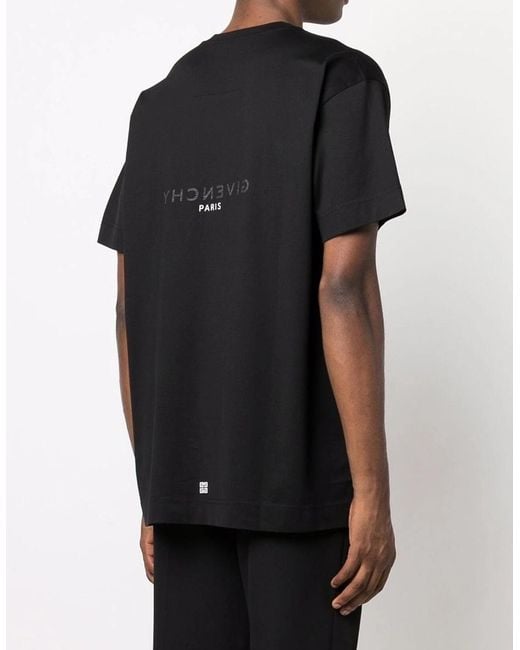 Givenchy Black Reverse Paris Logo Print Oversized T-Shirt for men