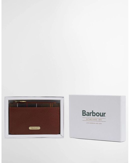 Barbour Gray Alder Leather Card Holder