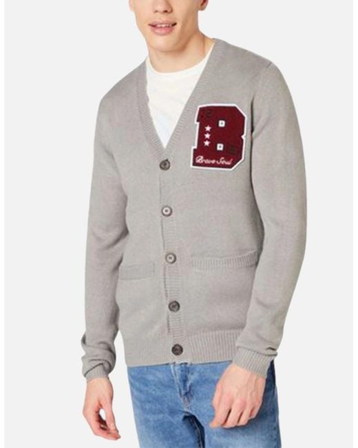 Brave Soul Gray Cardigan Long Sleeve Open Front Regular Knitted Warm Button Top