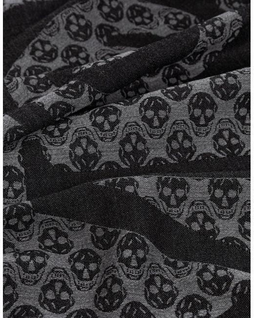 McQueen Black All Over Skull Print Scarf for men