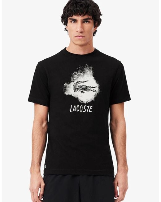 Lacoste Black Ultra Dry Graphic Sport T-Shirt for men