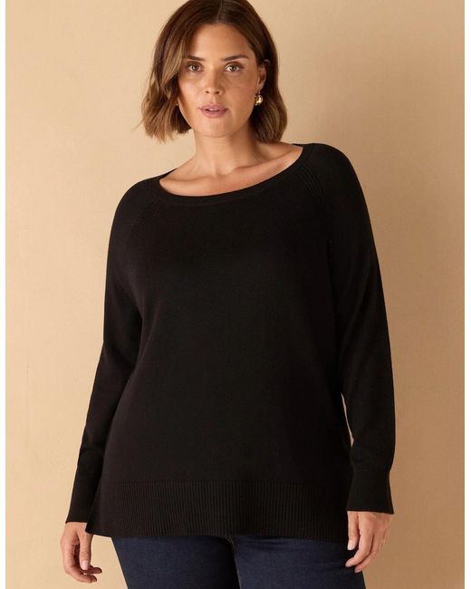 Live Unlimited London Black Round Neck Jumper