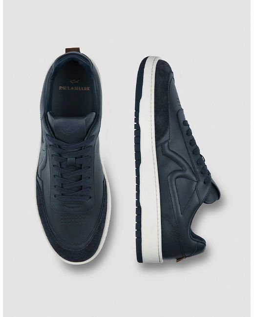 Paul & Shark Blue Club Riviera Leather Sneakers for men
