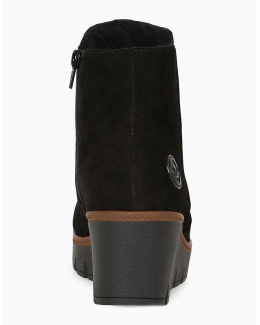 Rieker Black Connecticut Wedge Heel Boots