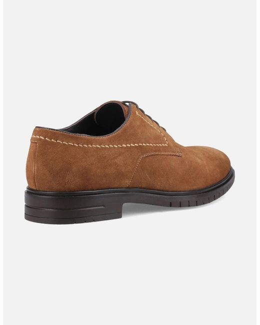 Hush Puppies Brown Sterling Suede Leather Tan Standard Lace-Up Shoes for men