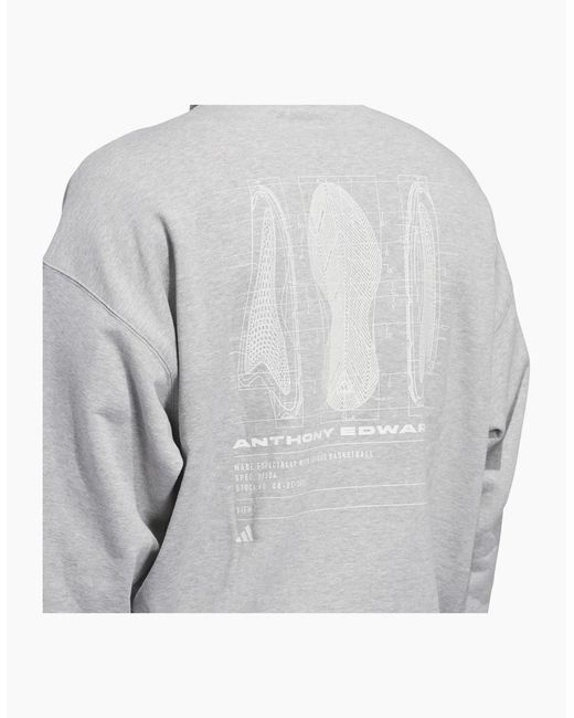 Adidas Gray Graphic Hooded Neck Long Sleeve Oversized Sweatshirt for men