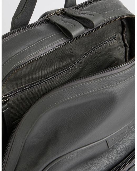Oliver Sweeney Gray Milled Leather Backpack for men