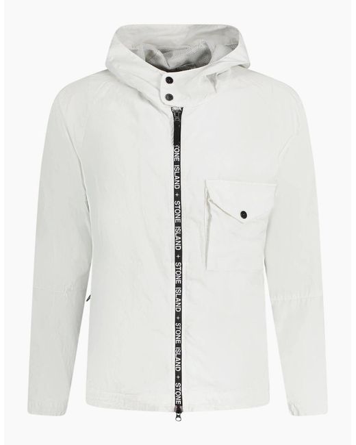 Stone Island White Logo Zip Jacket for men