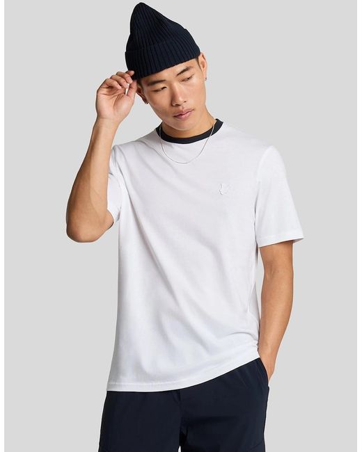 Lyle & Scott White Superfine Cotton Contrast T-Shirt for men