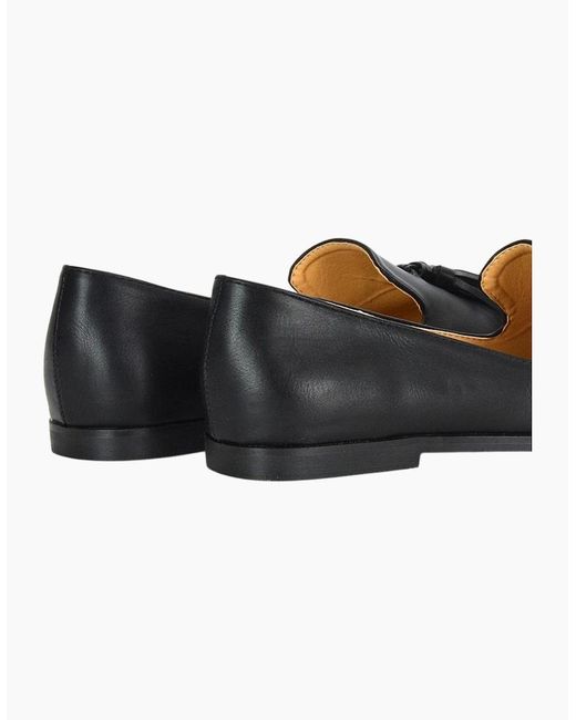 XY London Black Ladies Betsy Tassel Pointed Flat Loafers